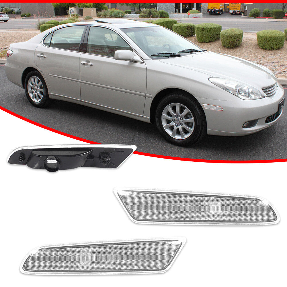 Transparent Front Fender Side Marker Light Housing Cover Set for for Lexus ES300 ES330- v