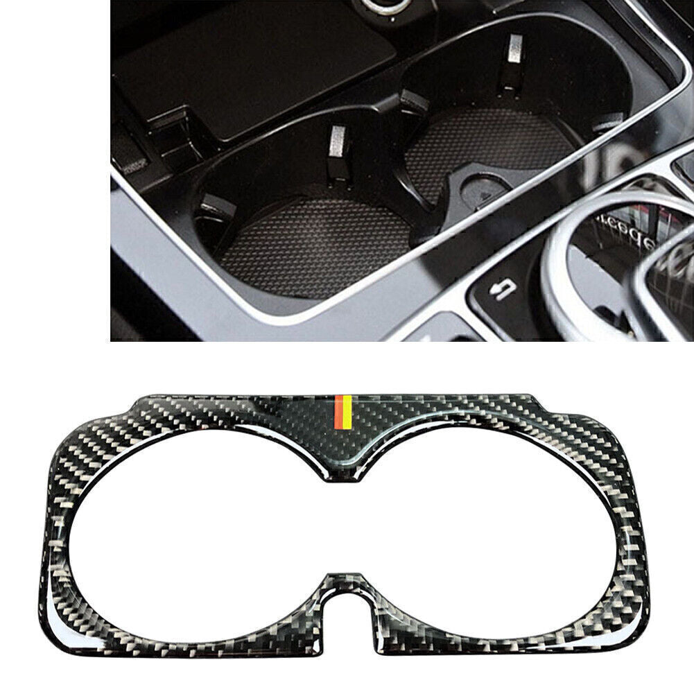 Carbon Fiber Water Cup Holder Frame Cover Trim for Mercedes-Benz C Class W205