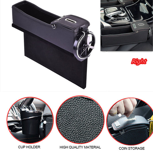 1Pc Car Right for Seat Catcher Organizer Storage Coin Box Side Pocket With Cup Hoder