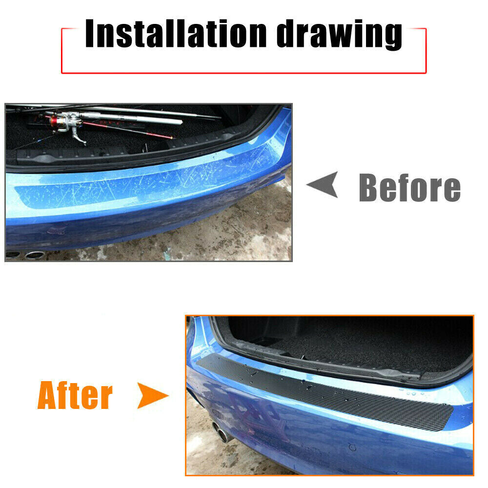 Car Universal Rear Bumper Trunk Protector Corner Trim Carbon Fiber Sticker