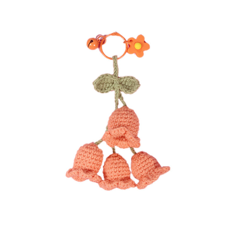 1Pc Hand-woven Bellflower Pendant for Rearview Mirror Hanging Accessory Orange