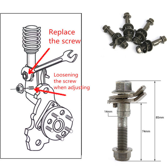 New 14mm 10.9 Intensity Auto Car Four Wheel Adjustable Camber Bolts Metal 4Pcs
