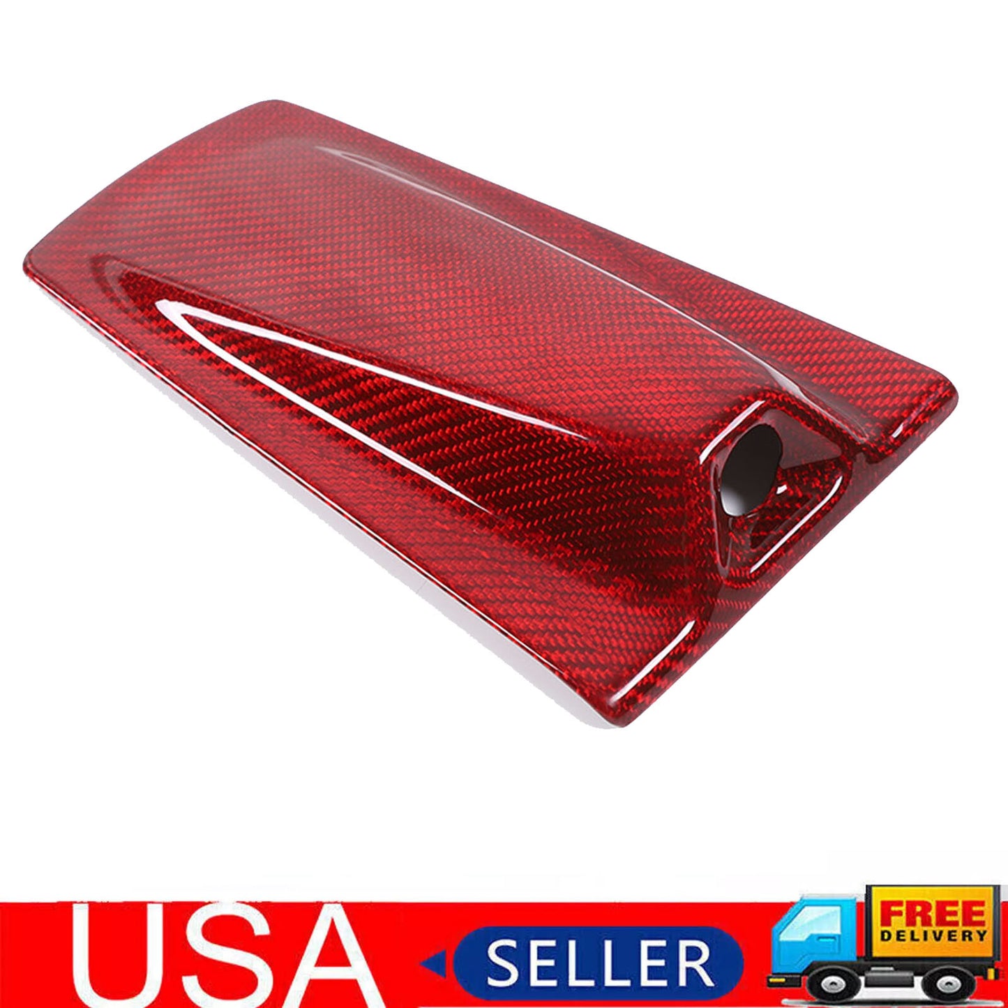 Red carbon fiber rear top camera cover trim for Corvette C8 Stingray convertible HTC
