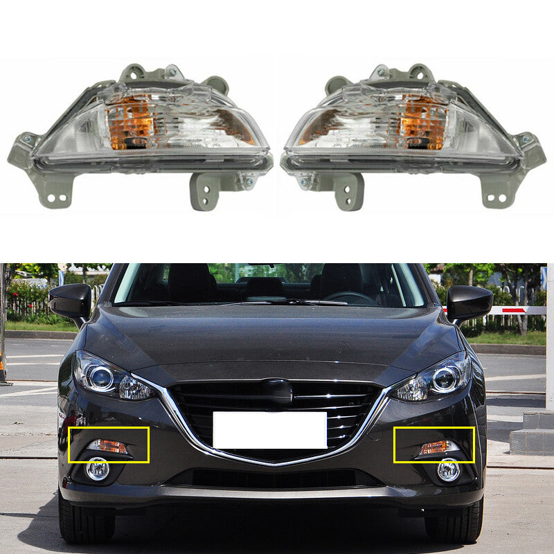 1 Pair Front Bumper Turn Signal Light Fog Lights for Mazda 3 axela 2014-2016 v