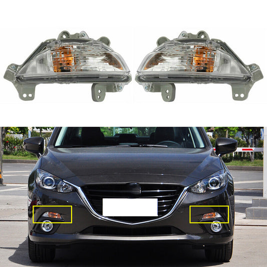 1 Pair Front Bumper Turn Signal Light Fog Lights for Mazda 3 axela 2014-2016 v