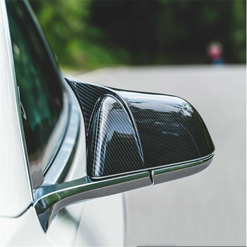 for Tesla Model 3 2017-23 Carbon Fiber Ox Horn Rear View Side Mirror Cover trim