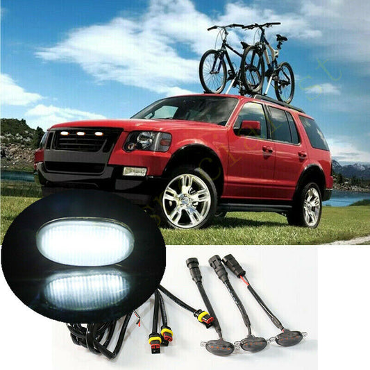 for Ford Explorer 2006-2010 Front Grille White LED Light Style DRL Lamp