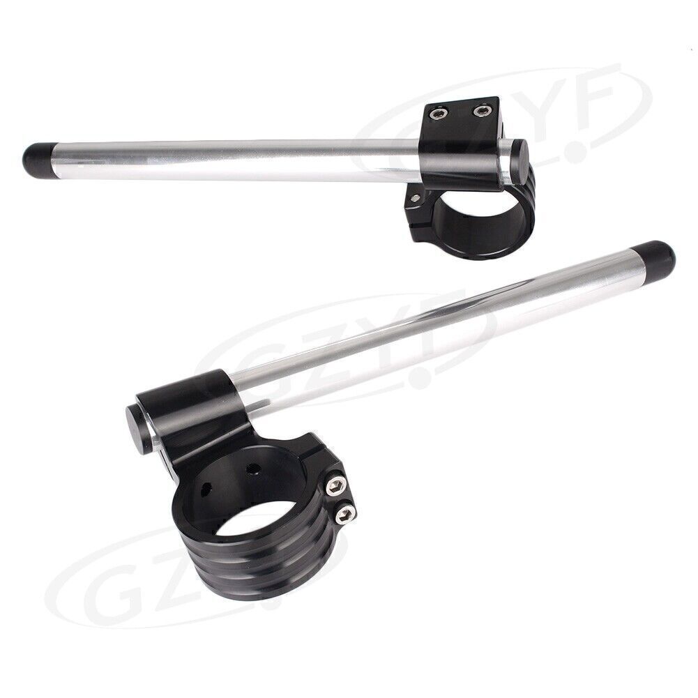 43mm Motorcycle Left+Right Clip On Handlebar Fork Tube Universal Silver(Black) Q