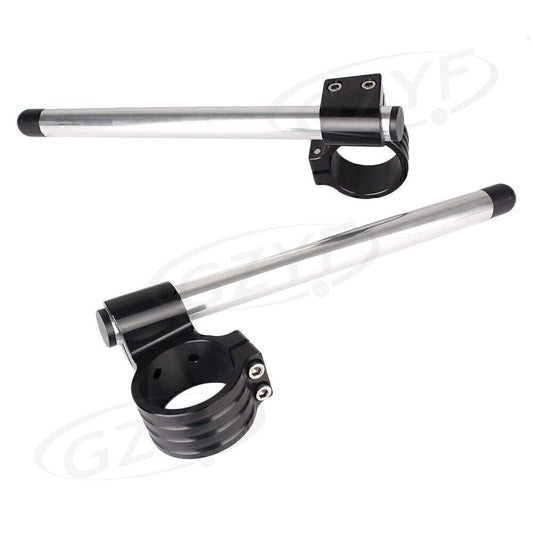 43mm Motorcycle Left+Right Clip On Handlebar Fork Tube Universal Silver(Black) Q