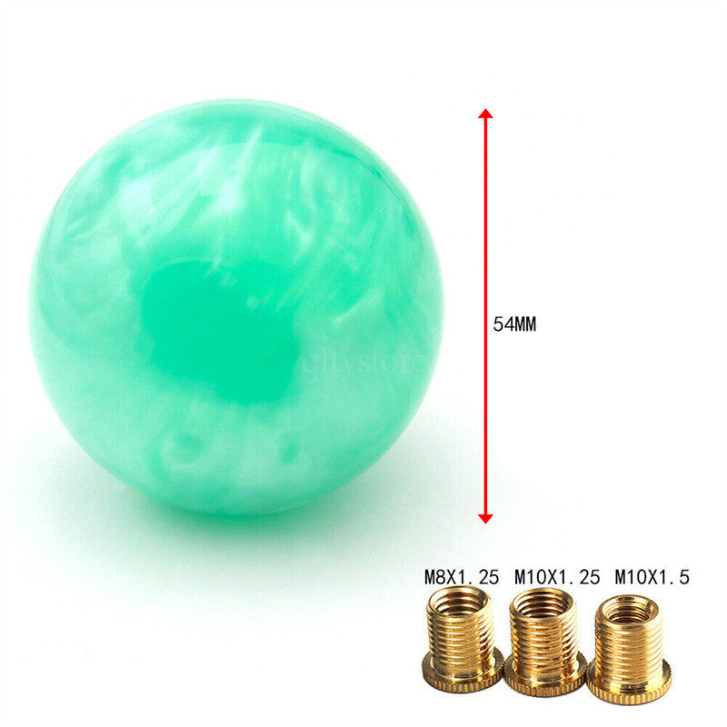 1* Marble Style Round Ball Shift Knob Gear Shifter Head w/3 Adapters Light Green Q