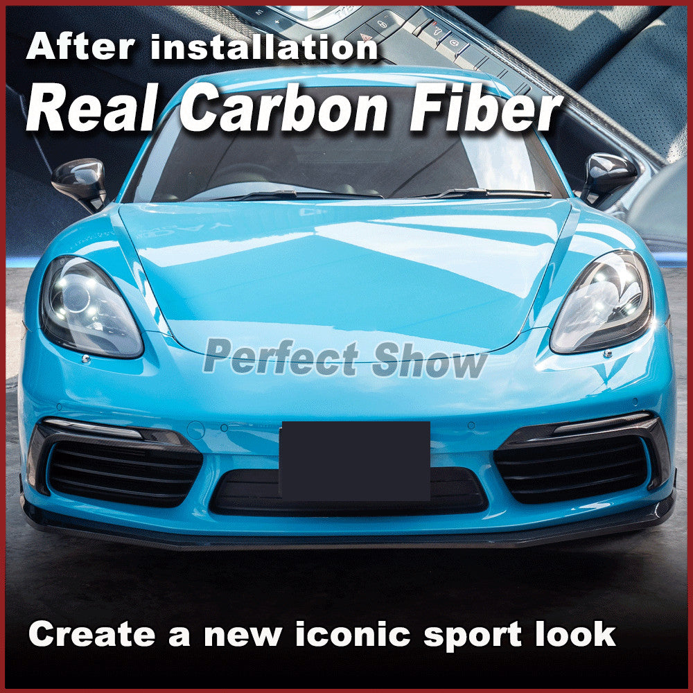 for Porsche 718 Cayman 2016-19 REAL Carbon Fog Lamp Fins Splitter Cover