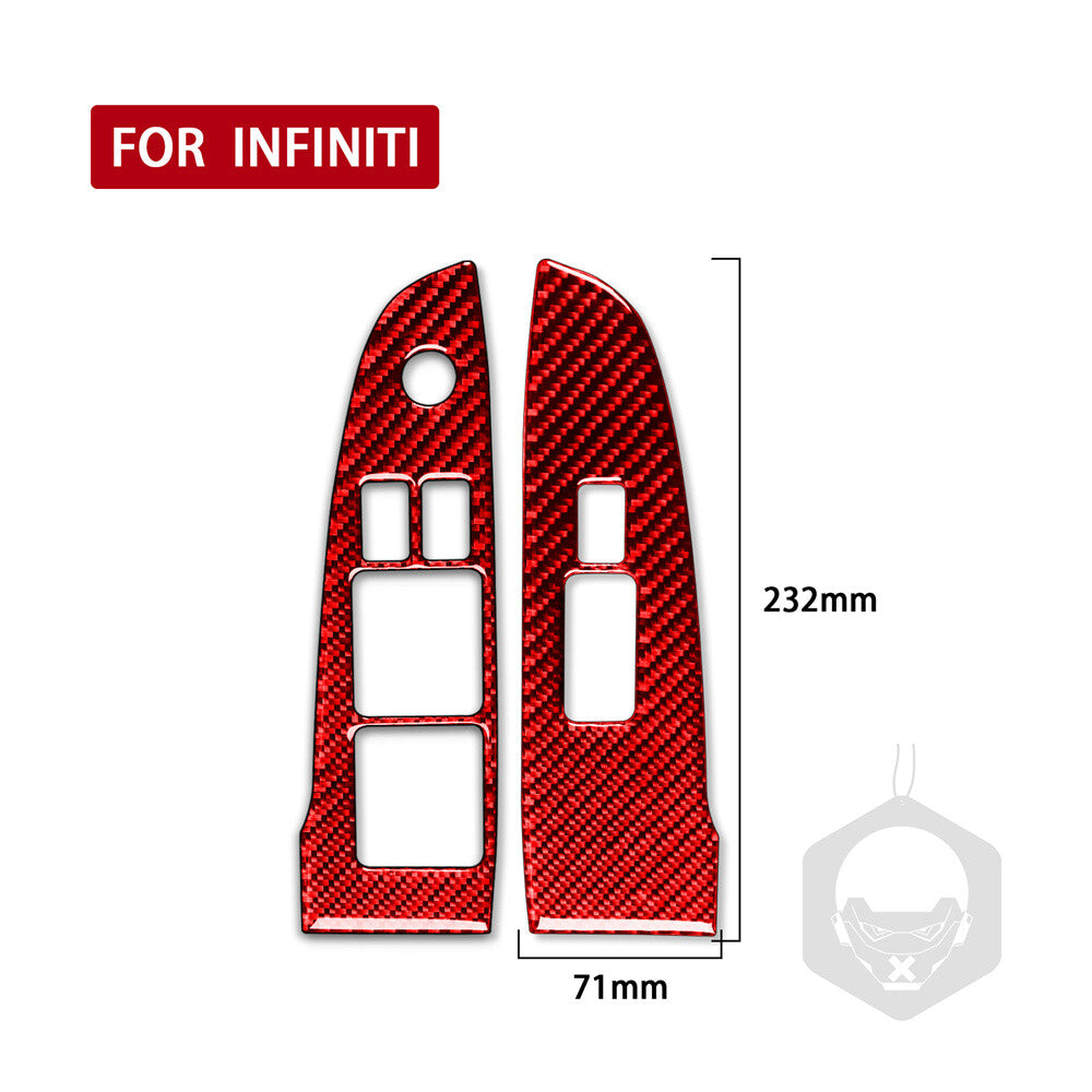for Infiniti G37 2-Door 2010-13 Red Carbon Fiber Window Lift Switch Panel Trim¡Á2