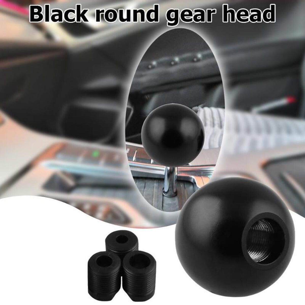 Ball Shaped Shift Knob Shifter With Adapter Accessory Manual Transmission Black