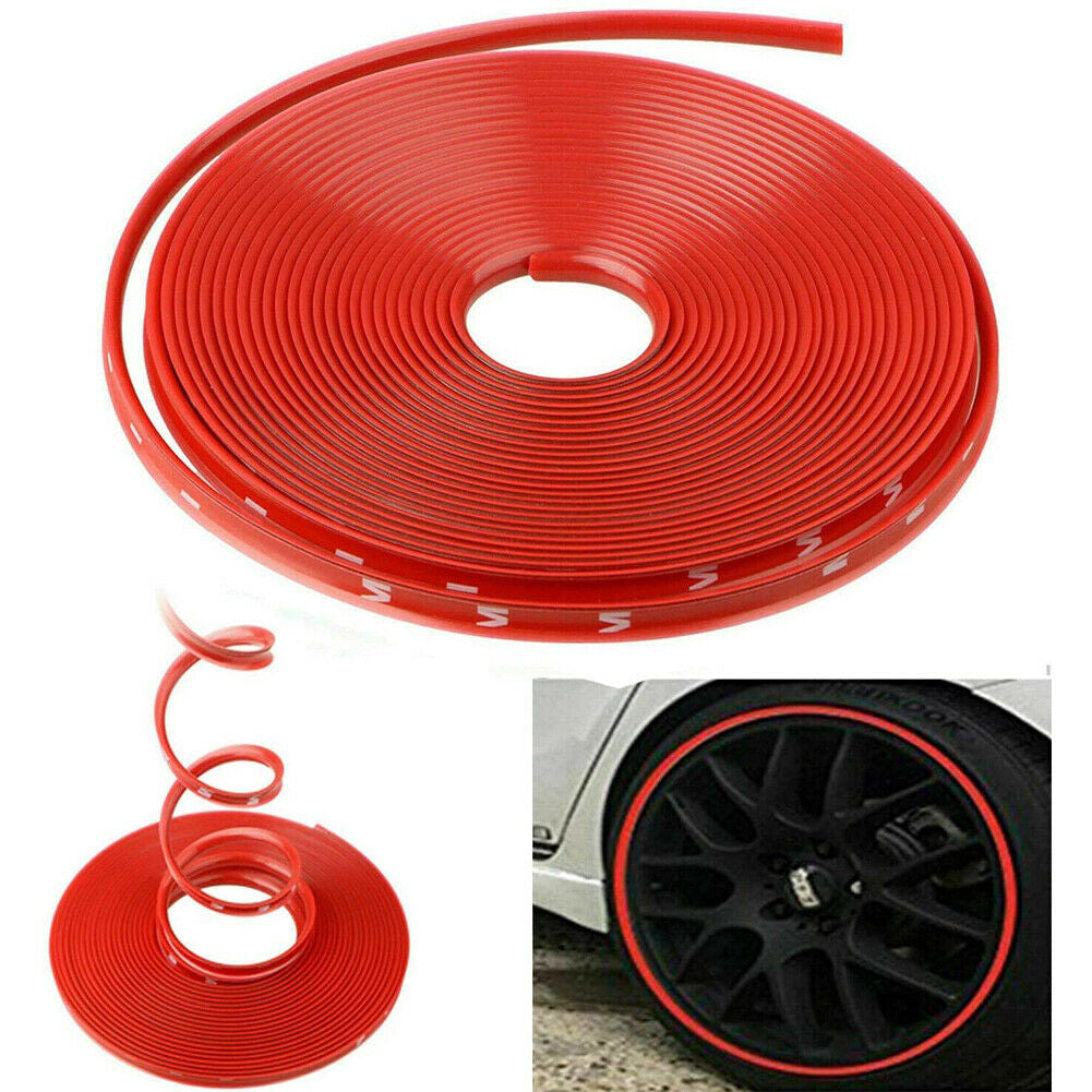 26FT Red For Car Wheel Hub Rim Trim Tire Ring Guard Rubber Strip Protector US