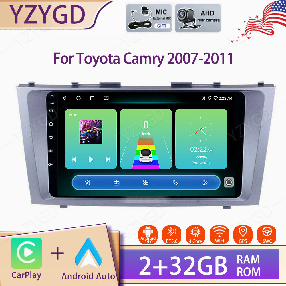 for Toyota for Camry 2007-2011 Stereo Android 14 Carplay Car Radio WIFI Screen GPS