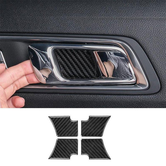 for Ford Explorer 2011-2019 Carbon Fiber Vinyl Inner Door Bowl Cover Trim 4PCS