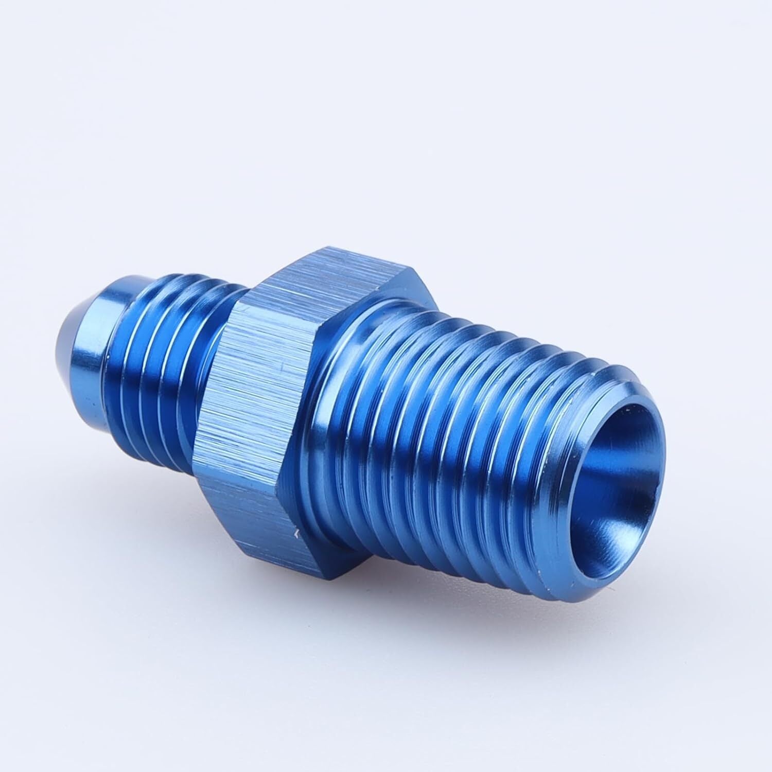 2Pcs 4AN AN4 Male Flare to 1/4 NPT Pipe Thread Fitting Adapter Aluminum Blue
