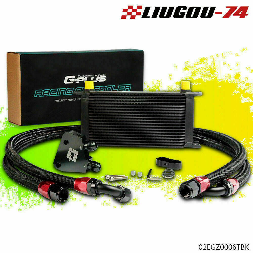 Fits 19 row universal engine AN10 oil cooler sandwich panel + nylon oil line kit - v