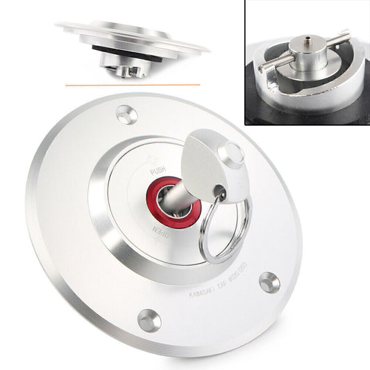 for Kawasaki ZZR600 05-08 05 06 ZZR1200 02-05 Silver Gas Tank Cap Cover w/Key Q