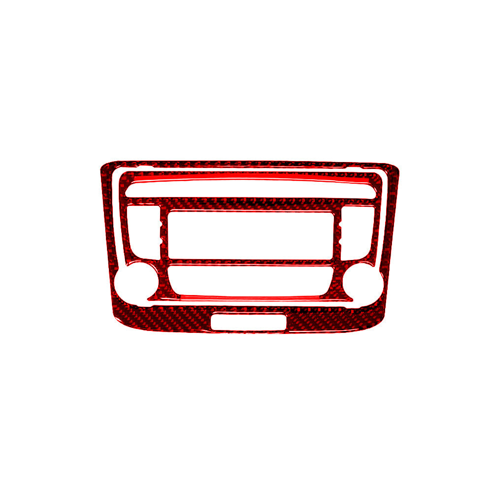 Red Central Control CD Player Frame Trim Cover Carbon Fiber for Jaguar XF 09-11 v