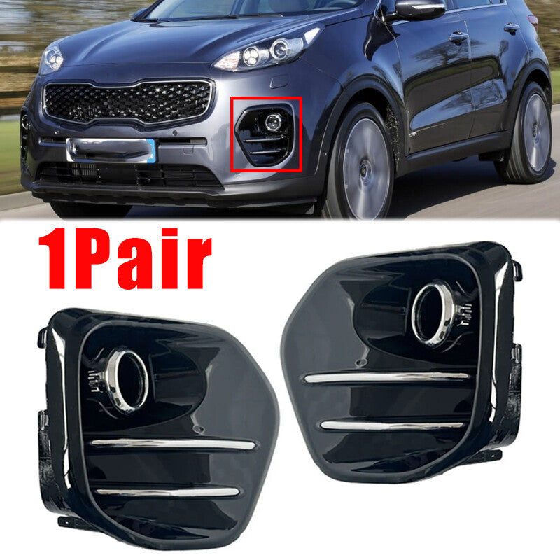 1Pair for KIA Sportage KX5 2016-18 Front Bumper FogLight Lamp Cover Bright Black