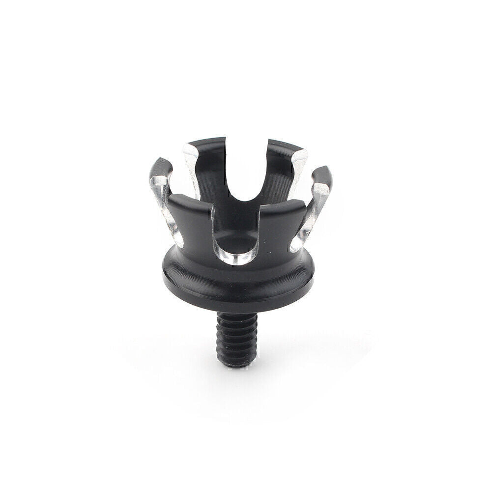Imperial Crown Style Rear for Seat Bolt Tab Screw Mount fit for Harley 96-up Black+White
