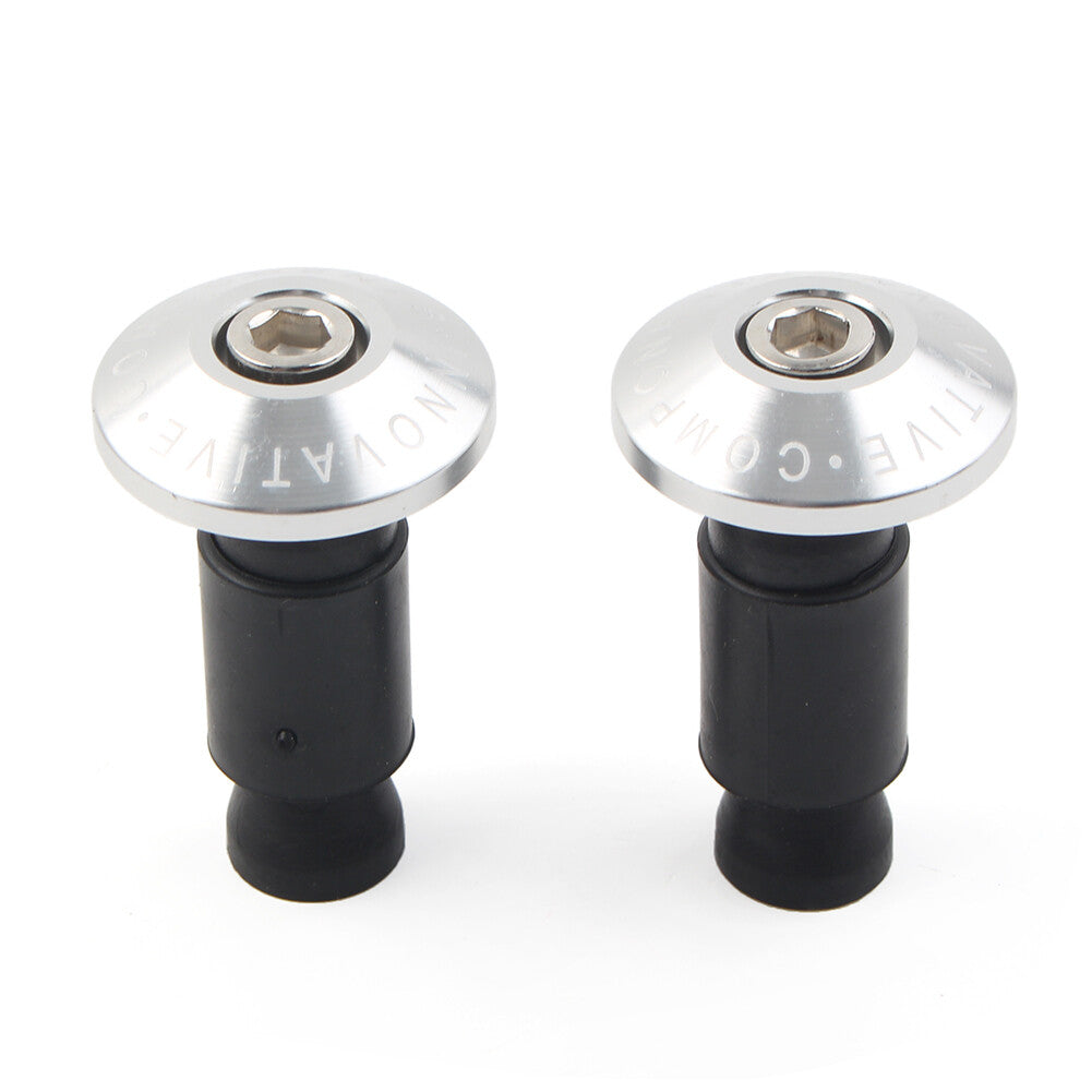 7/8'' Motorcycle Bike Handlebar Grips CNC Handle Bar End Cap Plugs Slider Silver Q