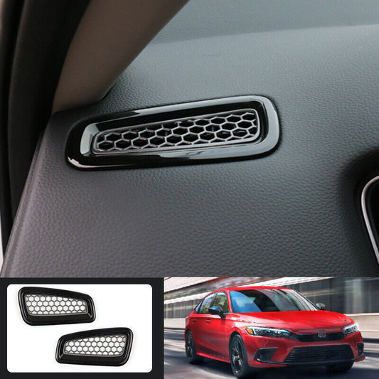 for Honda for Civic 2022-2023 Gloss Black Console AC L&R Air Outlet Vent Cover Trim