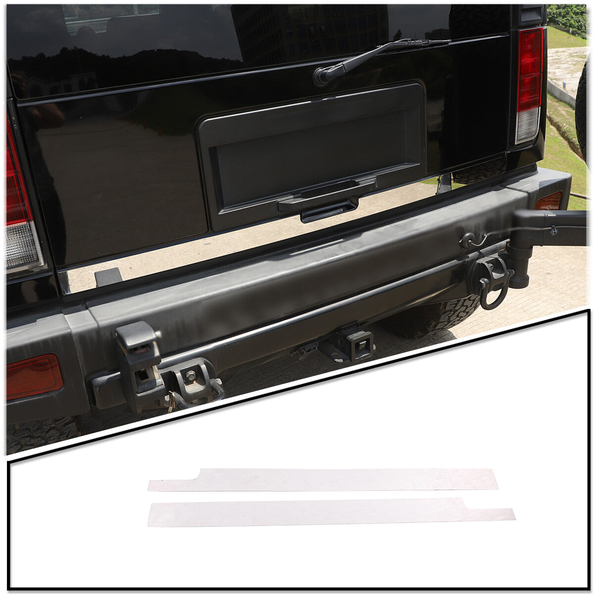 2-Piece Chrome Stainless Steel Lower Tailgate Trim Panel for Humme H2 2003-2007 n