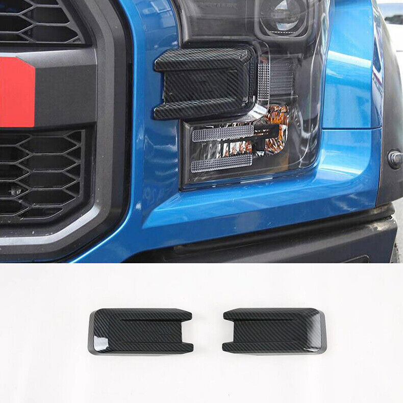 for ford  F150 F-150 2015-2020 Carbon Fiber Front Headlight Lamp Decor Cover Trim