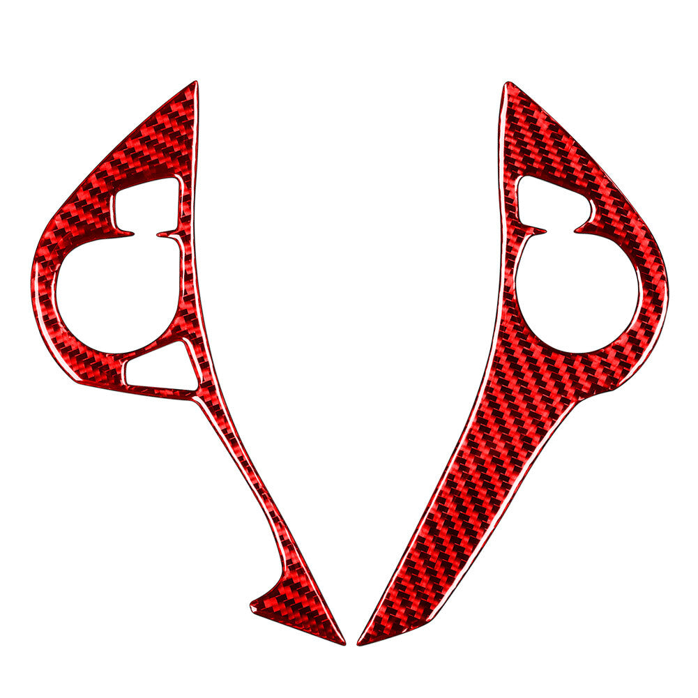 2x Carbon Fiber Car Steering Wheel Button Cover Red for Honda Accord 2013-2017