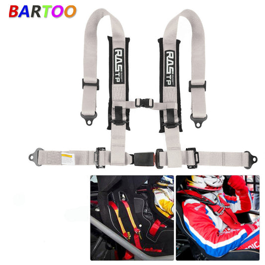 Universal Gray 4 Point Buckle Racing for Seat Belt Harness 2 Straps Pad For ATV UTV Q