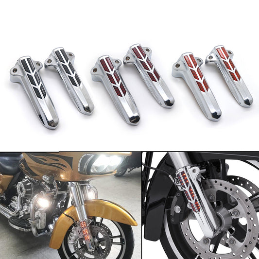 Chrome LED Light Front Lower Fork Leg Cover for Harley FLHR FLHT FLHX 2014-2019 Q