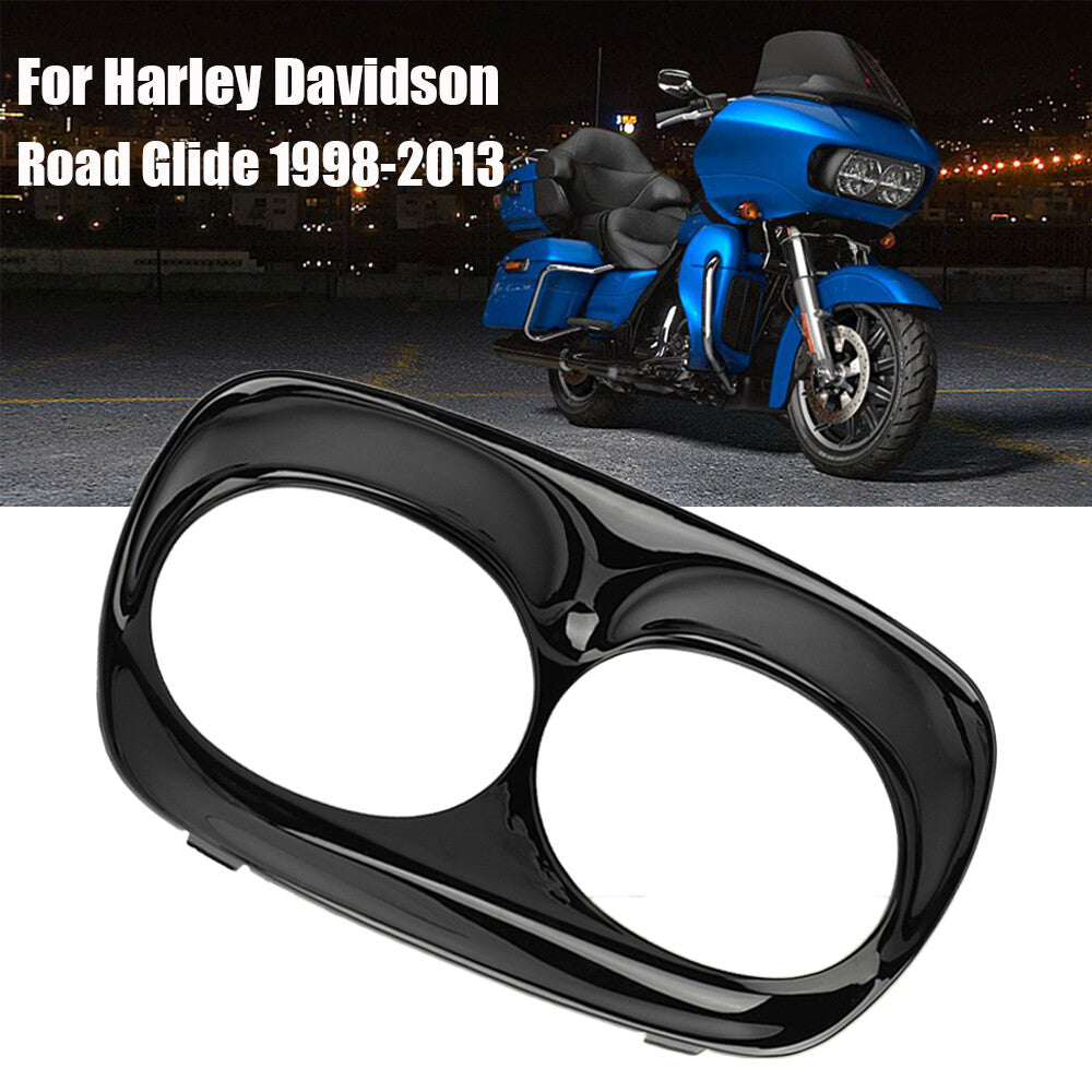 Dual Headlamp Headlight Trim Cover Bezel Fairing for Harley Road Glide 1998-2013 Q