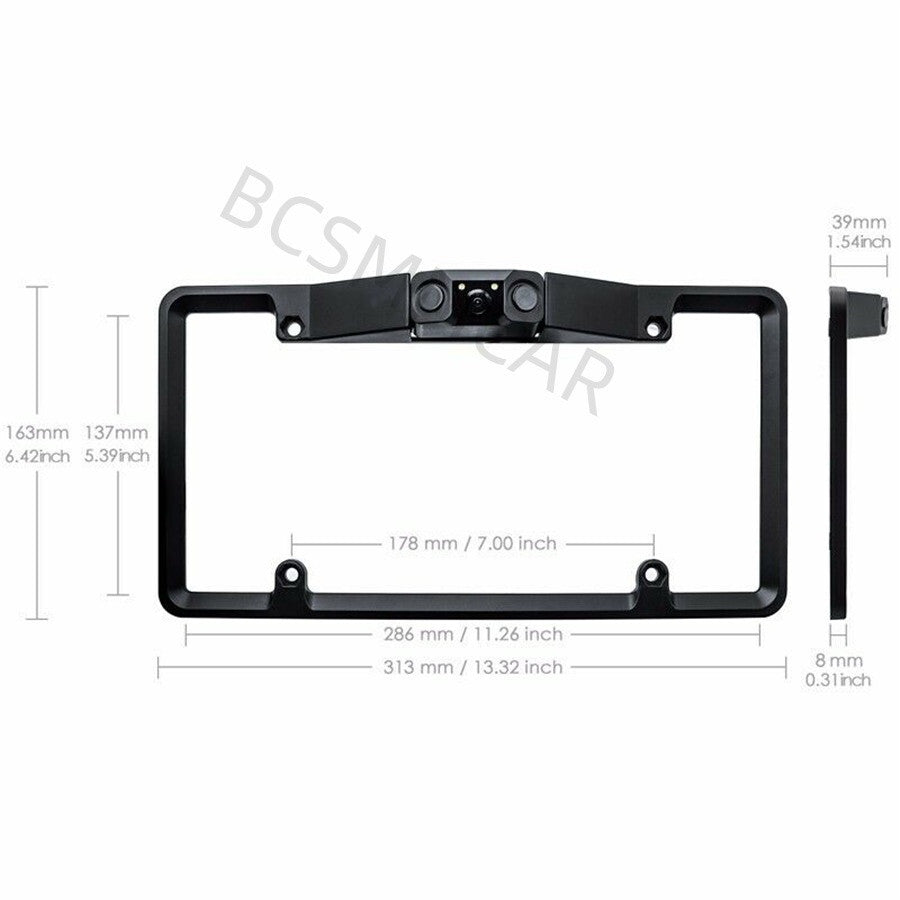 2LED Car Parking Sensor License Plate Radar Rearview Reverse Backup Camera