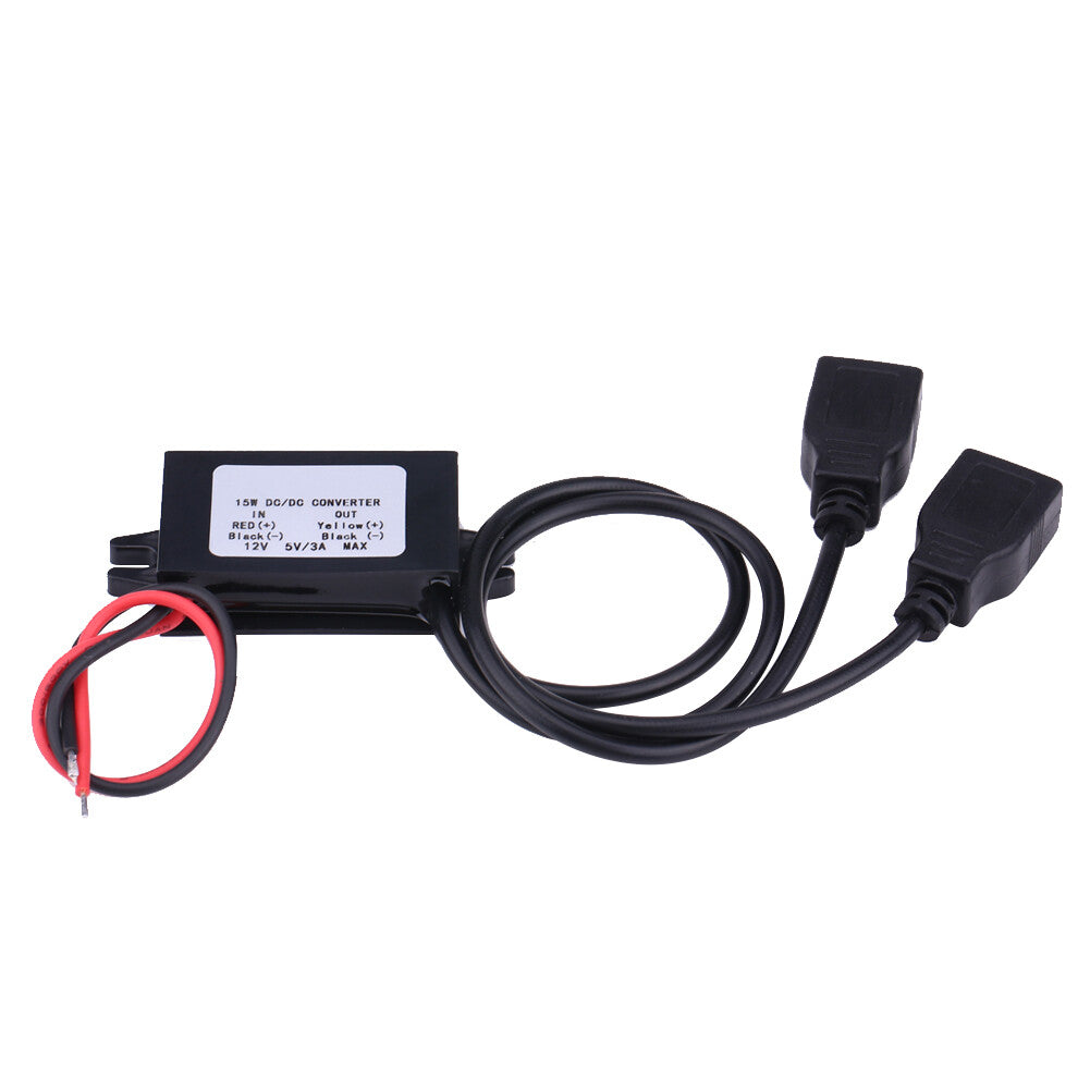 Hot 3A DC 12V To DC 5V Dual USB Charger Adapter Converter Module Part For Car