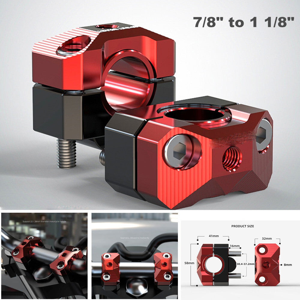 7/8 inch to 1 1/8 inch Motorcycle Handlebar Stem Fat Bar Mounting Clip Adapter for Off-Road Bikes n