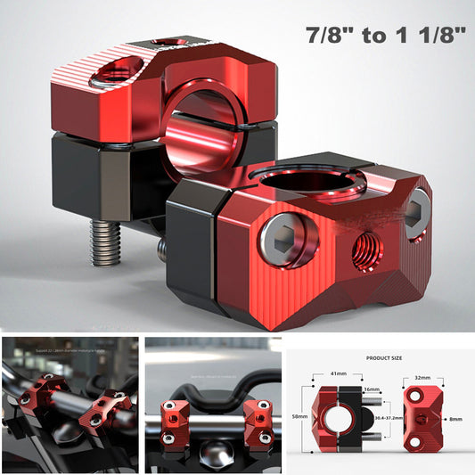 7/8 inch to 1 1/8 inch Motorcycle Handlebar Stem Fat Bar Mounting Clip Adapter for Off-Road Bikes n