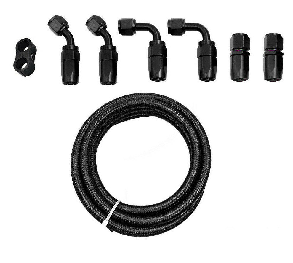 3M Braided Oil Fuel Line Hose with 6AN Hose Fittings and Hose Splitter Clamp Kit
