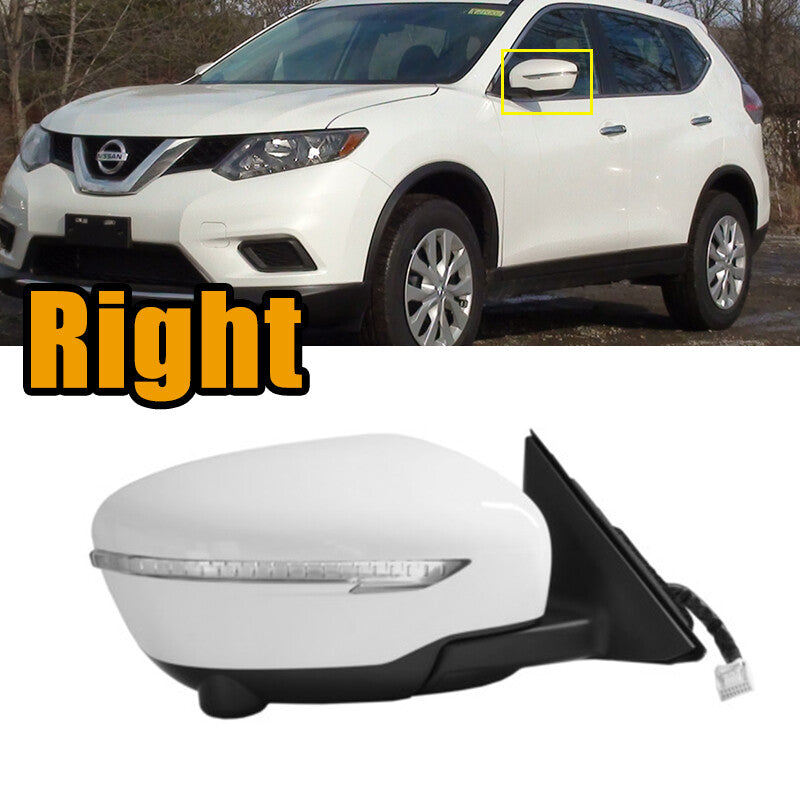 Right white rearview mirror assembly, 13 pins, suitable for 2014-2019 for NISSAN ROGUE