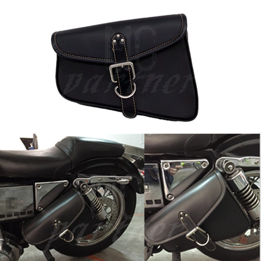 Black PU Leather Left side Saddlebag Saddle Bag for Harley Sportster XL 883 1200 Q