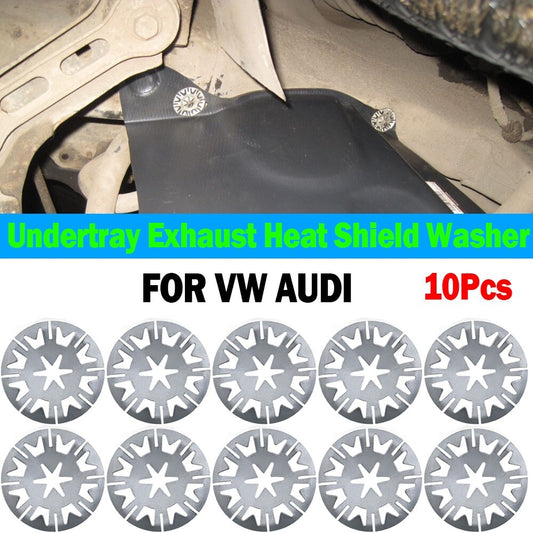 10x Metal Clamping Washers Heat Shield Insulation Cover Clips for Audi
