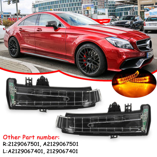 Two mirrored turn signal indicator lights are compatible with for Mercedes W204 W212 W221 L+R models manufactured between 2007 and 2013.