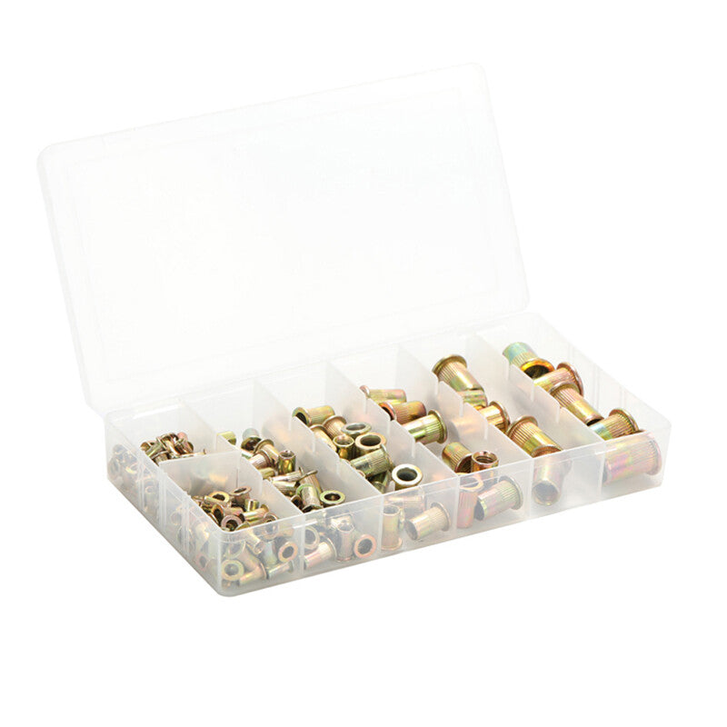 165pcs Mixed Zinc Plated Carbon Steel Rivet Nut Threaded Insert Nut Set v