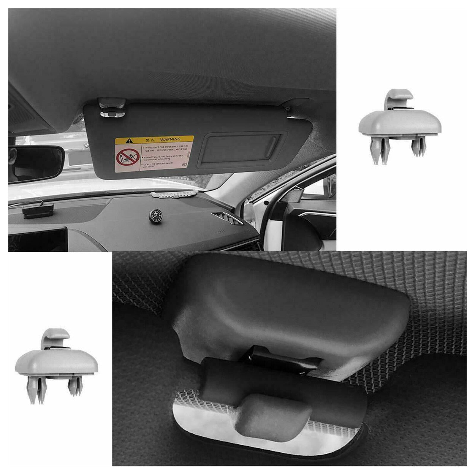 2x Sun Visor Gray Clip Holder Hook fits for Audi A3 S3 A4 S4 A5 S5 Q3 Q5 8U0857562A