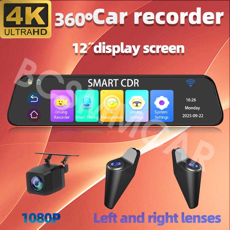 Rearview Mirror Recorder Front Left Right Rear Dash Camera HD Car DVR G-Sensor