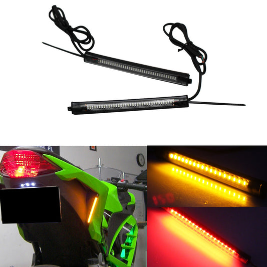 2-Pack Switchback R/A LED Fork Rear Turn Signal Brake Bar Lights for Motorcycles Q