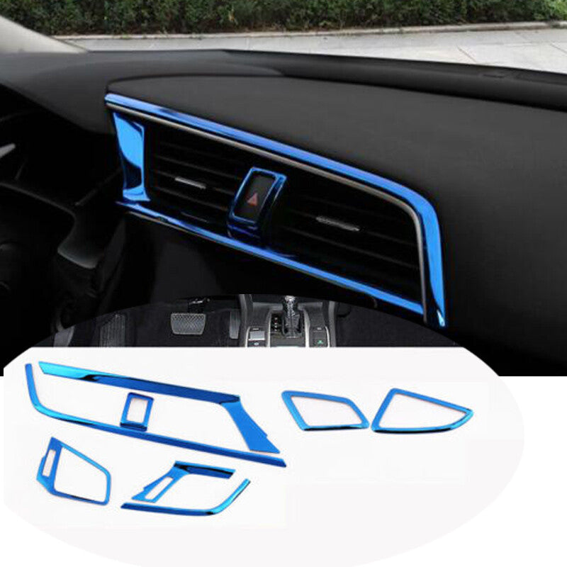 Blue Titanium Console Dash LR Air Outlet Vent Trim auto for Honda for Civic 2016-21