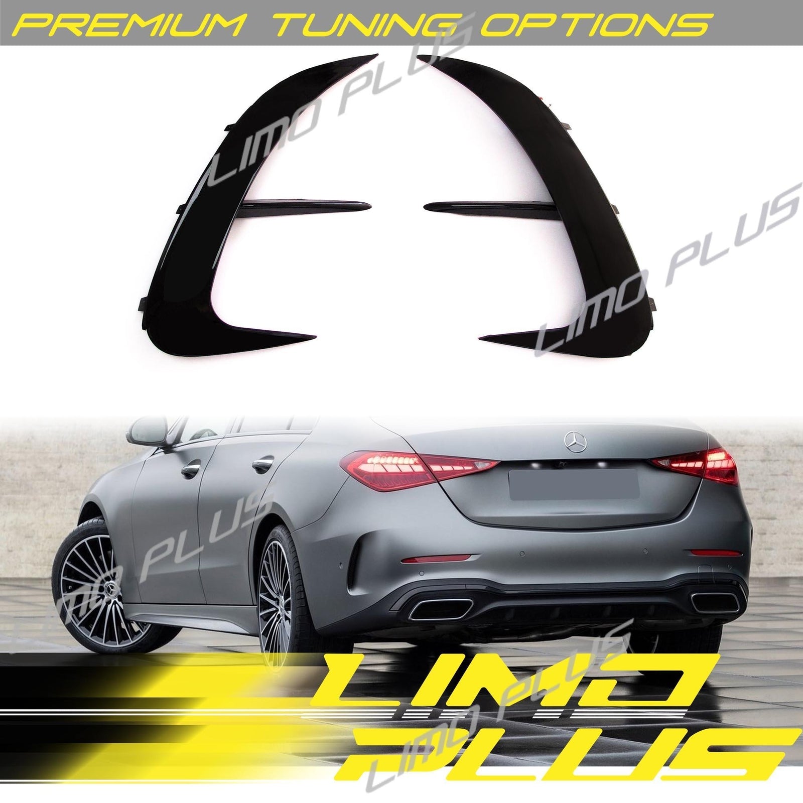 Glossy Black Rear Bumper Air Vent Trims For 2022+ for Mercedes C200 C300 Sedan W206 v