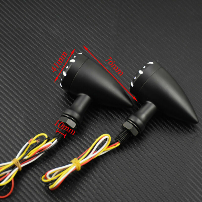 10mm Black LED Brake Blinker Light Turn Signal Fit for Harley Cruiser Chopper Q